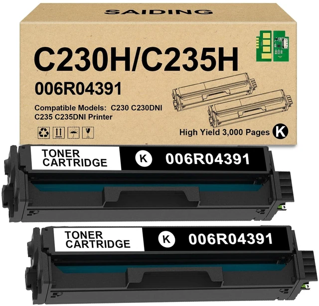 Main image of C235 C230 Black Toner Cartridge Compatible with Xerox 006R04391 | C235 Toner Compatible with Xerox C230DNI C235DNI Printers Ink (2 Pack)