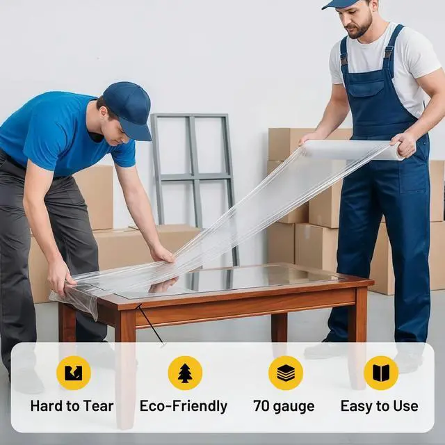 Alt view image 4 of 7 - Industrial Stretch Wrap, 18" x 1500', 70 Gauge 26 Microns, Up to 700% Stretch, Clear Heavy Duty Self-Adhering Plastic Film for Pallet Packing Moving Shipping Box of 4 Rolls