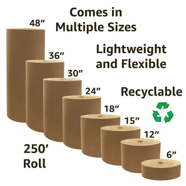 Alt view image 7 of 7 - UOFFICE Corrugated Wrap 48" x 250' x 1/8" Thick - B Flute - Cardboard Wrap