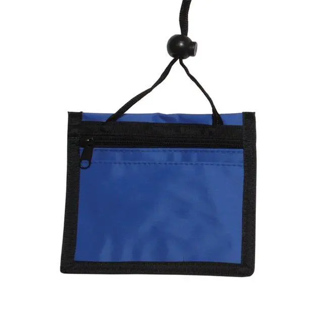 Alt view image 3 of 4 - Bulk 25 Pack - Premium Multi-Pocket 4 X 3 Trade Show Credential Neck Wallets - 4X3 Inch Clear Window Pocket Display Horizontal Badge Holder with Adjustable Lanyard by (Royal Blue)
