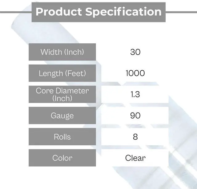 Alt view image 3 of 7 - PSBM Stretch Wrap with Handles, 8 Rolls 30 Inch x 1000 Feet 90 Gauge Heavy Duty Clear Plastic Wrap Industrial Strength Shrink Film for Moving, Packing & Shipping