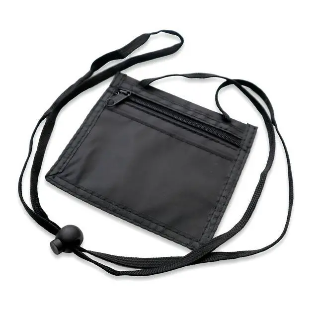 Alt view image 6 of 7 - Bulk 25 Pack - Nylon Neck Wallet Badge Holder w/Lanyard - 4 X 3 Credential & Travel Badge Holder with 3 Pockets - Clear Plastic 4X3 Horizontal Window, Zipper Pouch + by