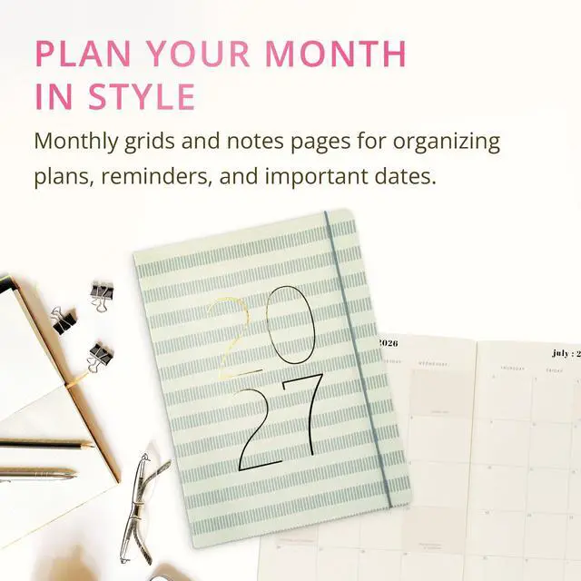 Alt view image 2 of 7 - 18 Month Planner/Calendar, July 2026 Dec. 2027 Dashes Monthly Planner, Holidays, Notes Pages, 8 x 10