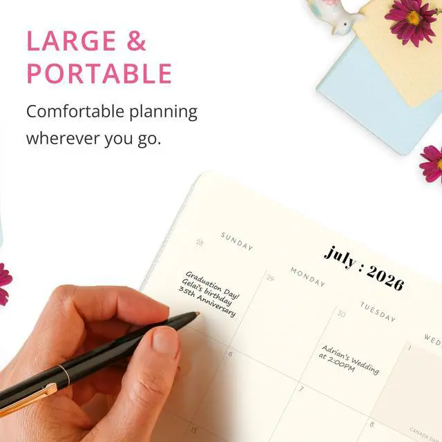 Alt view image 5 of 7 - 18 Month Planner/Calendar, July 2026 Dec. 2027 Dashes Monthly Planner, Holidays, Notes Pages, 8 x 10
