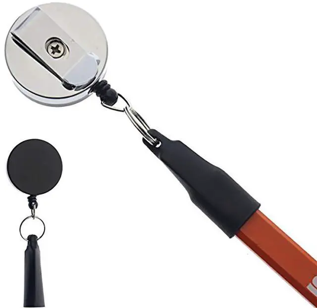 Main image of 5 Pack - Heavy Duty Retractable Pull Pen Holder - Ideal for Markers & Carpenter Pencils - Nylon Cable, Self Retracting Reel & Tight Metal Belt Clip Retractable Carpenter Pencil Holder by Reel-N-Rite