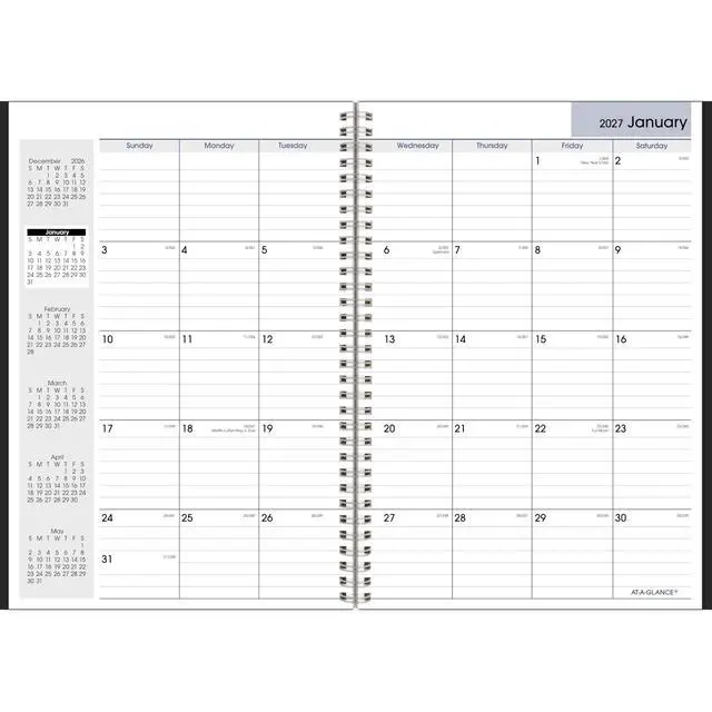 Alt view image 7 of 7 - 2027 Planner, Monthly, 14-Month Dec-Jan, 8" x 12", DayMinder, Black (SK20027)