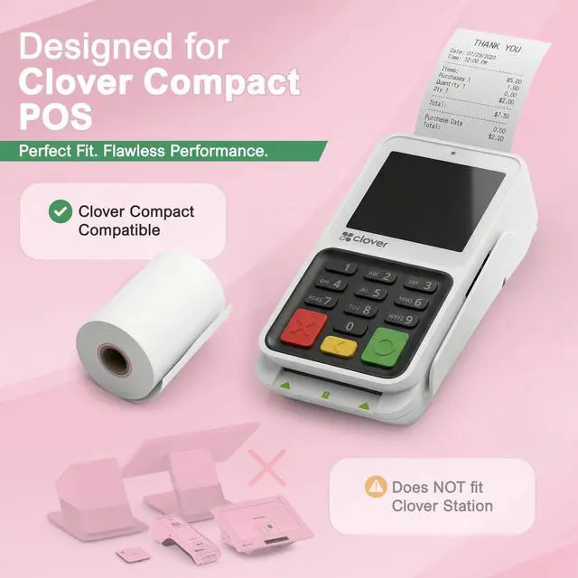 Alt view image 2 of 6 - Compatible Clover Compact Countertop POS Thermal Receipt Paper 2 1/4 x 55 (40 rolls)