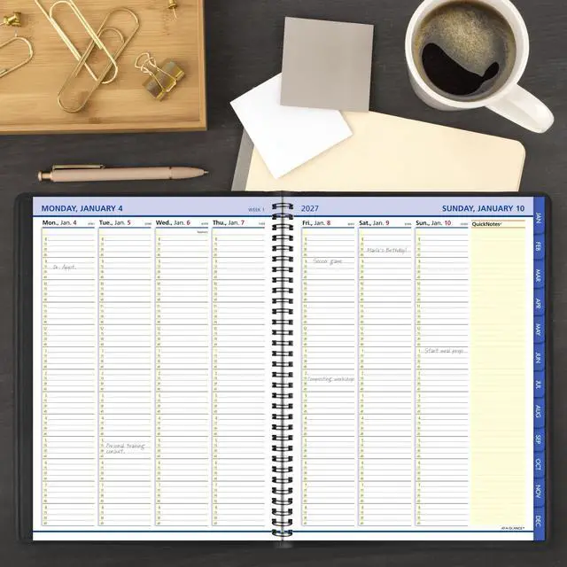Alt view image 2 of 7 - 2027 Appointment Book Planner, Weekly & Monthly, 13-Month Jan-Jan, 8.25" x 11", QuickNotes, Black (769500527)