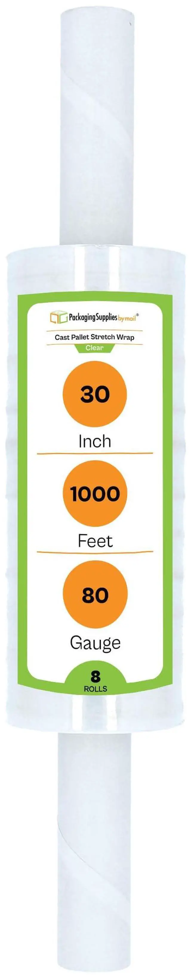 Main image of PSBM Stretch Wrap with Handles, 8 Rolls 30 Inch x 1000 Feet 80 Gauge Heavy Duty Clear Plastic Wrap Industrial Strength Shrink Film for Moving, Packing & Shipping
