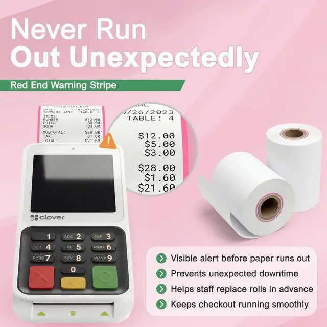 Alt view image 5 of 6 - Compatible Clover Compact Countertop POS Thermal Receipt Paper 2 1/4 x 55 (40 rolls)