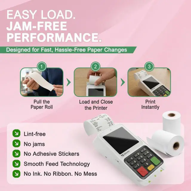 Alt view image 6 of 6 - Compatible Clover Compact Countertop POS Thermal Receipt Paper 2 1/4 x 55 (40 rolls)