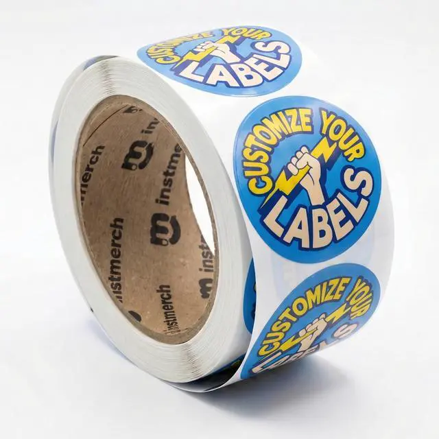 Main image of Custom Sticker Label Rolls, Circle Business Logo (Circle) | Circle labels, Custom label stickers, Personalized labels stickers, Stickers bulk, Custom stickers for business logo