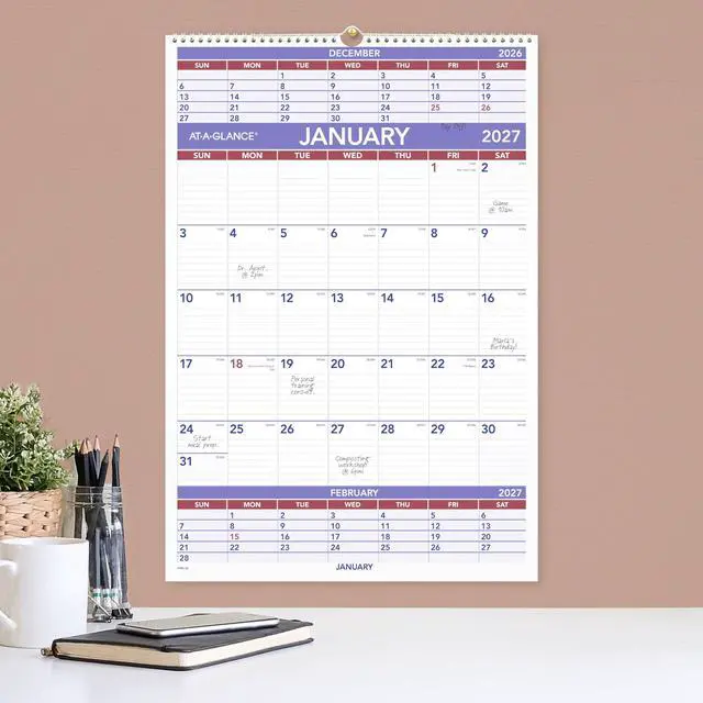 Alt view image 3 of 5 - 2027 Wall Calendar, 15.5" x 22.75" Planner, 3-Month Reference (PM62827)