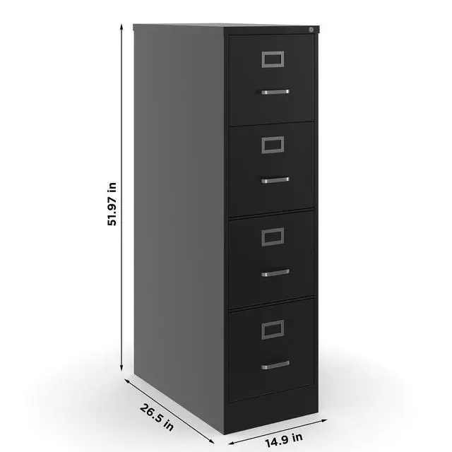Alt view image 3 of 7 - 4-Drawer Vertical File Cabinet, Letter/Legal, Locking, Black