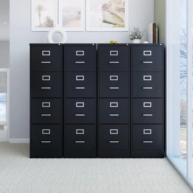 Alt view image 6 of 7 - 4-Drawer Vertical File Cabinet, Letter/Legal, Locking, Black