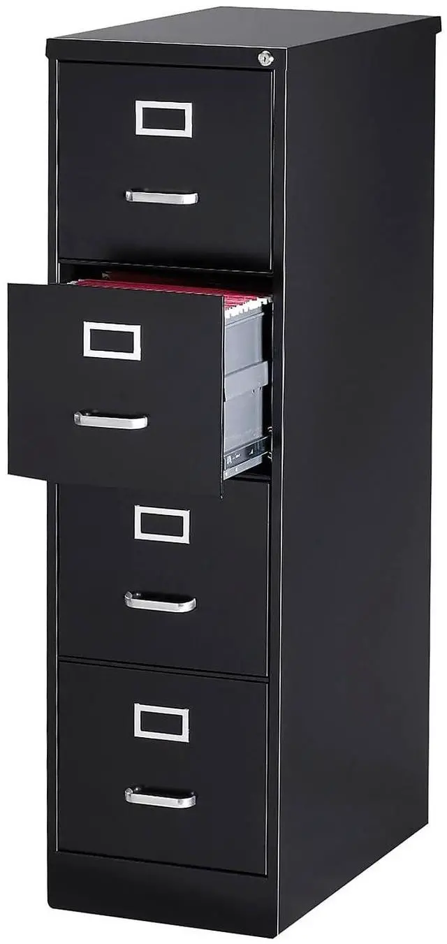 Main image of 4-Drawer Vertical File Cabinet, Letter/Legal, Locking, Black
