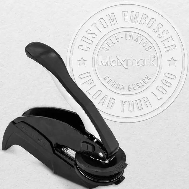 Main image of Personalized Business Custom Round Logo or Text Embosser with 50 Seal Labels