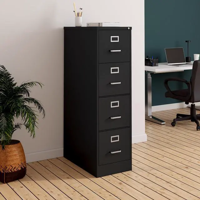 Alt view image 2 of 7 - 4-Drawer Vertical File Cabinet, Letter/Legal, Locking, Black