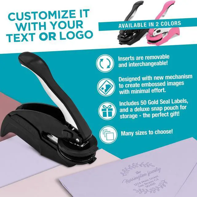 Alt view image 2 of 7 - Personalized Business Custom Round Logo or Text Embosser with 50 Seal Labels