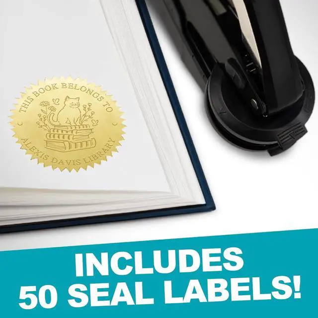 Alt view image 4 of 7 - Personalized Business Custom Round Logo or Text Embosser with 50 Seal Labels
