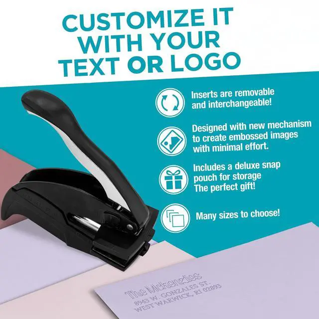 Alt view image 2 of 3 - Personalized Business Custom Rectangular Logo or Text Embosser