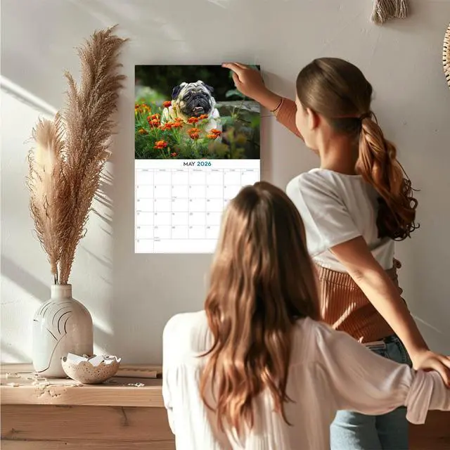 Alt view image 2 of 7 - Pug Calendar 2026 2027 14 Month Wall Calendar | Dog Lover Gift, Thick 100# No-Bleed Paper, Large Writing Blocks, Made in USA, Squishy Face Photos, Teacher Gift