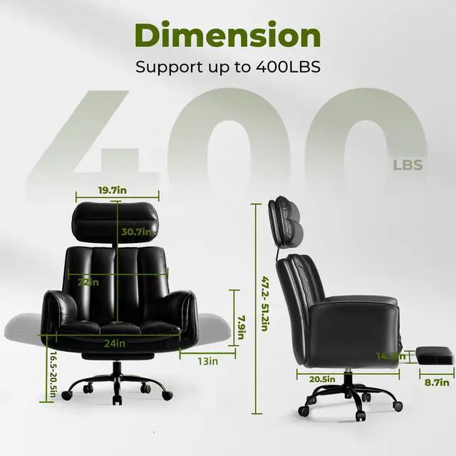 Alt view image 2 of 7 - Criss Cross Office Chair with Armrests & Wheels, Comfy Big and Tall Chair, Ergonomic Executive Gaming Computer Chairs with Foot Rest, PU Leather Wide Seat Reclining Desk Chair, Black