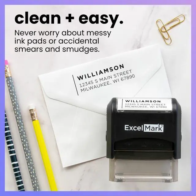 Alt view image 2 of 6 - Personalized Return Address Stamp Custom Self Inking Rubber Stamp (Large, Modern Line)