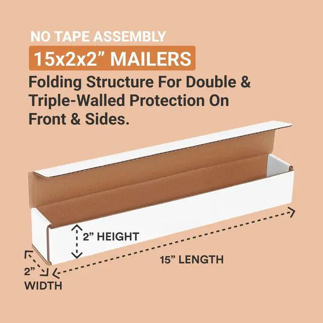 Alt view image 3 of 3 - Shipping Boxes Long 15"L x 2"W x 2"H 50-Pack - Corrugated Cardboard Box for Moving, Mailing, Packing, Packaging and Storage