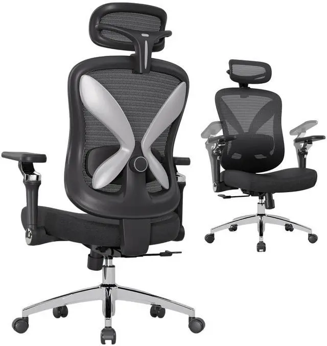 Main image of Mesh Office Chair with Headrest, Ergonomic Reclining Desk Chair | 5D adjustable armrests, firm cushion, adjustable lumbar & 4 lock angles keep posture stable at your desk; 350-lb capacity