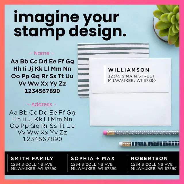 Alt view image 3 of 6 - Personalized Return Address Stamp Custom Self Inking Rubber Stamp (Large, Modern Line)