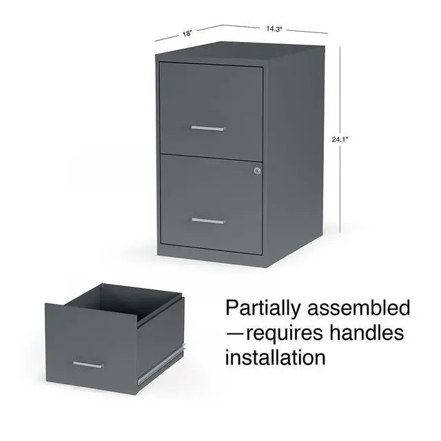 Alt view image 3 of 7 - Vertical File Cabinet, Letter/Legal, 2-Drawer, Locking, Graphite | Compatible storage for letter and legal documents in offices