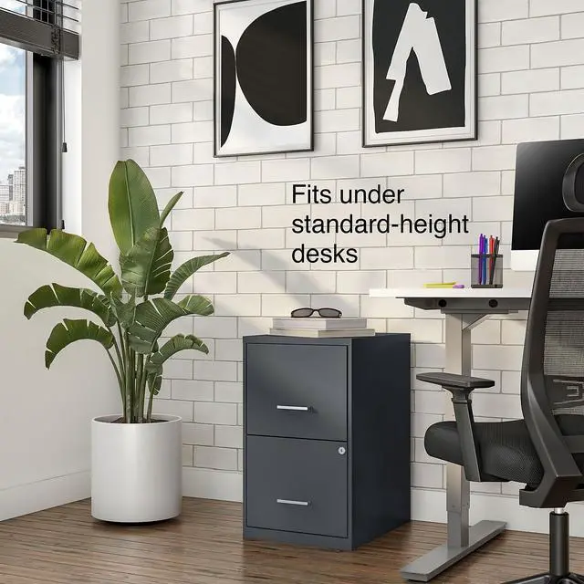 Alt view image 2 of 7 - Vertical File Cabinet, Letter/Legal, 2-Drawer, Locking, Graphite | Compatible storage for letter and legal documents in offices
