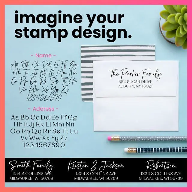 Alt view image 2 of 7 - Personalized Return Address Stamp Custom Self Inking Rubber Stamp (Large, Santa Catalina)