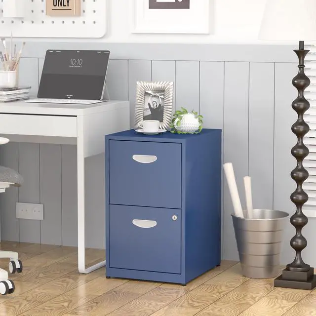 Alt view image 2 of 7 - 2 Drawer File Cabinet,Metal Office File Cabinet with Lock,Blue | Filing Cabinets for Home Office,Vertical Modern File Cabinet Office Two Drawers for Hanging Letter,Assembly Required