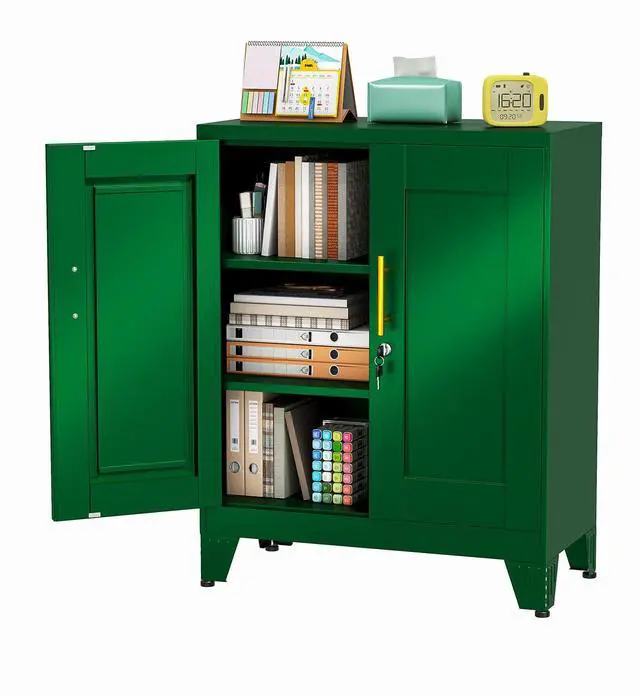 Main image of 35.43" Metal Storage Cabinet with Lock, Metal File Cabinet with 2 Doors 2 Adjustable Shelves, Steel Locker Utility Tool Garage Cabinets for Home, Office, Warehouse (Green)