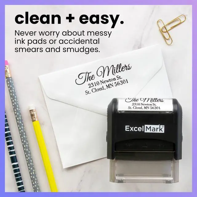 Alt view image 6 of 7 - Personalized Return Address Stamp Custom Self Inking Rubber Stamp (Large, Great Vibes)