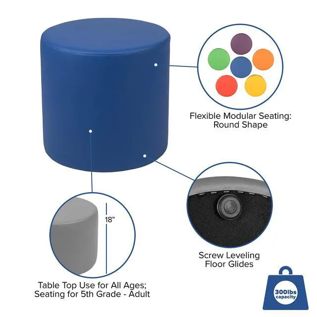 Alt view image 5 of 7 - Blue 18" H Soft Seating Flexible Circle | For Classrooms and Common Spaces, Flexible Seating, Easy to Move