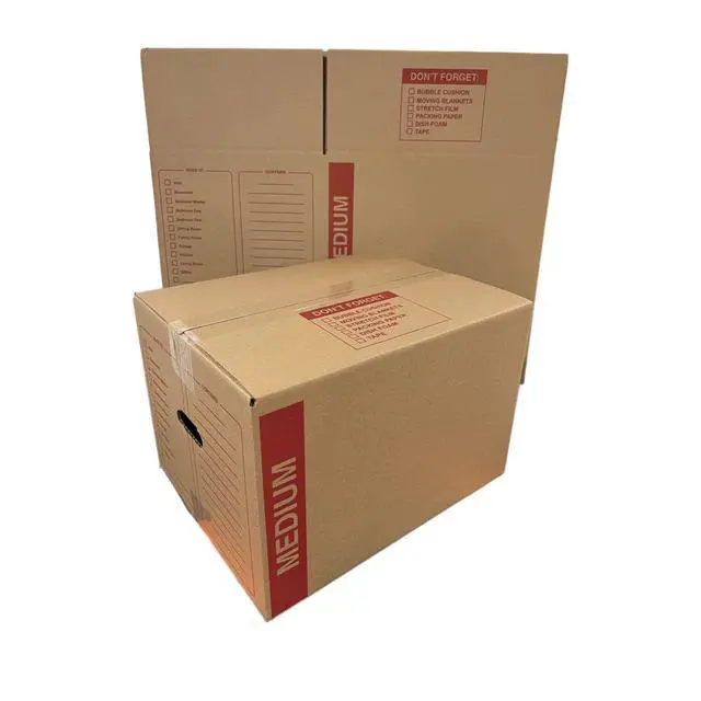 Alt view image 2 of 5 - 25 - Pack Medium Cardboard Moving Boxes 18x14x12 32 ECT With Handles