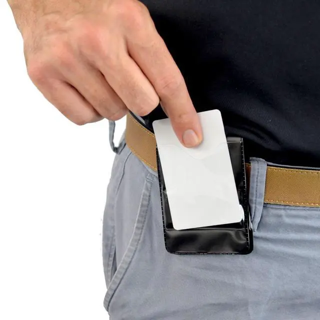Alt view image 5 of 6 - Bulk 100 Pack - Heavy Duty Magnetic Badge Holders - Fold Over Shirt Pocket or Belt- Two Sided for Multiple ID Cards - Perfect for 2 Vertical I.D. Badges by