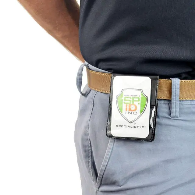 Alt view image 6 of 6 - Bulk 100 Pack - Heavy Duty Magnetic Badge Holders - Fold Over Shirt Pocket or Belt- Two Sided for Multiple ID Cards - Perfect for 2 Vertical I.D. Badges by