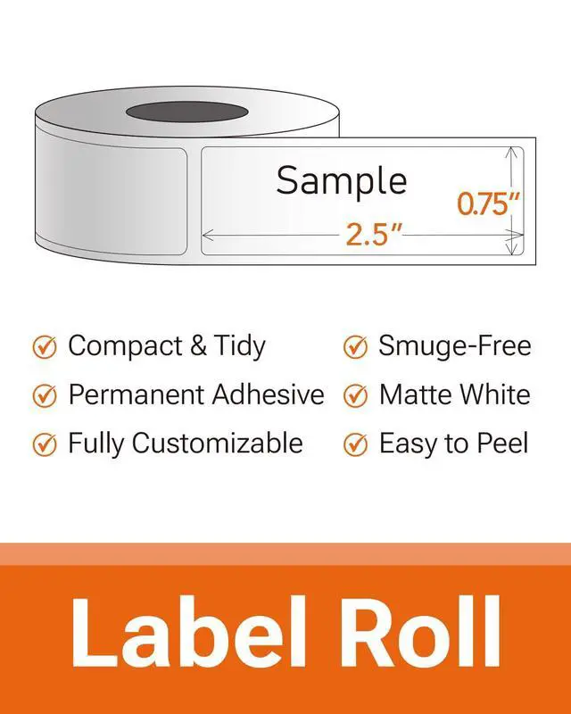 Alt view image 3 of 4 - Personalized Return Address Labels on Roll Name & Address Stickers, Roll of 50,250,500 Easy-Peel Self-Adhesive, Glossy White 2.5" x 0.75"