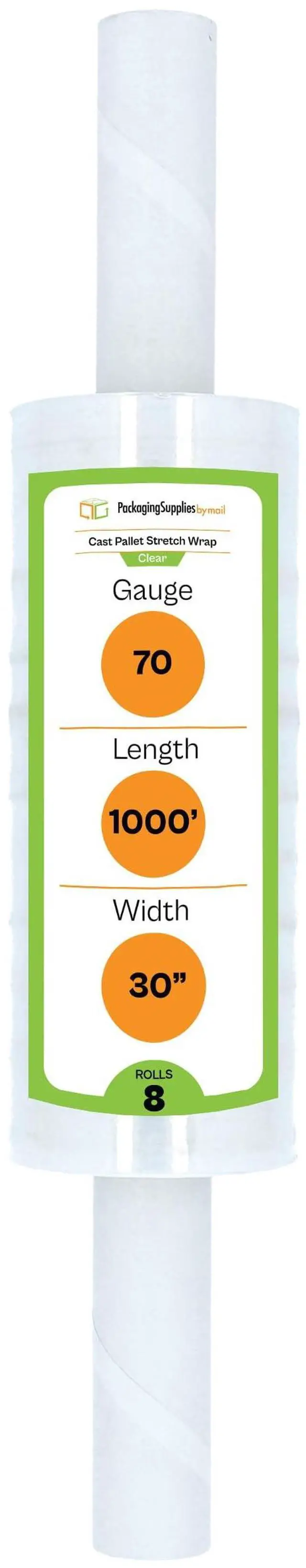 Main image of PSBM Stretch Wrap with Handles, 8 Rolls 30 Inch x 1000 Feet 70 Gauge Heavy Duty Clear Plastic Wrap Industrial Strength Shrink Film for Moving, Packing & Shipping