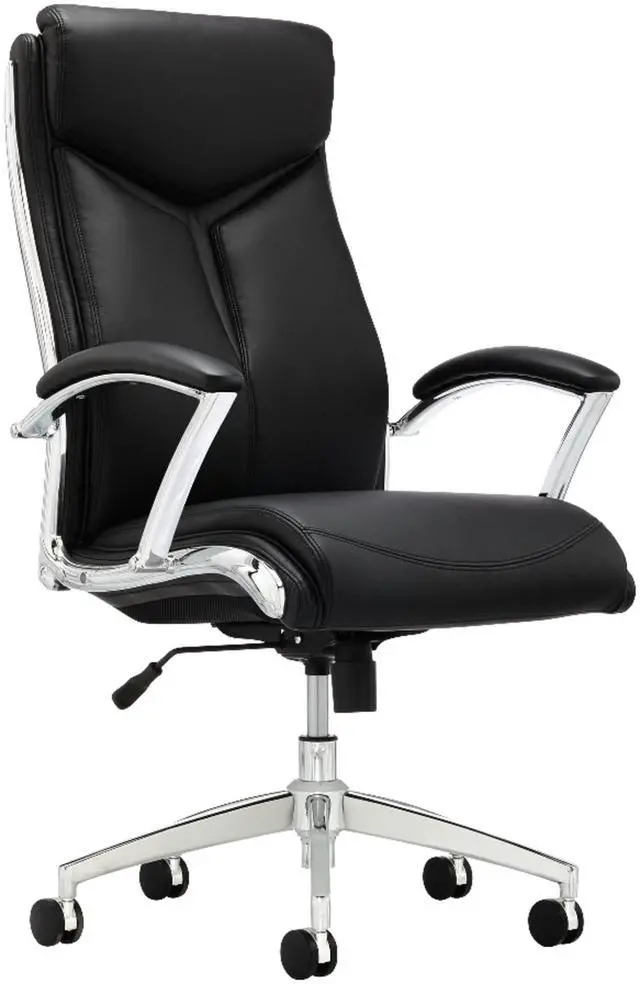 Main image of ® - Chair - Modern Comfort Verismo Bonded Leather High-Back Executive Chair, Black/Chrome - 31" x 14" x 24.5"