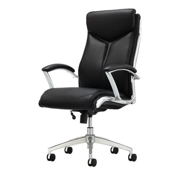 Alt view image 4 of 7 - ® - Chair - Modern Comfort Verismo Bonded Leather High-Back Executive Chair, Black/Chrome - 31" x 14" x 24.5"