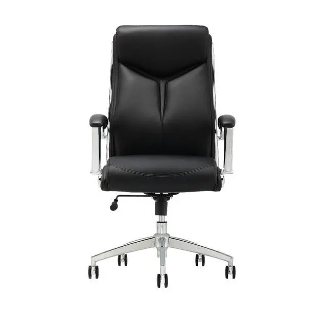 Alt view image 5 of 7 - ® - Chair - Modern Comfort Verismo Bonded Leather High-Back Executive Chair, Black/Chrome - 31" x 14" x 24.5"