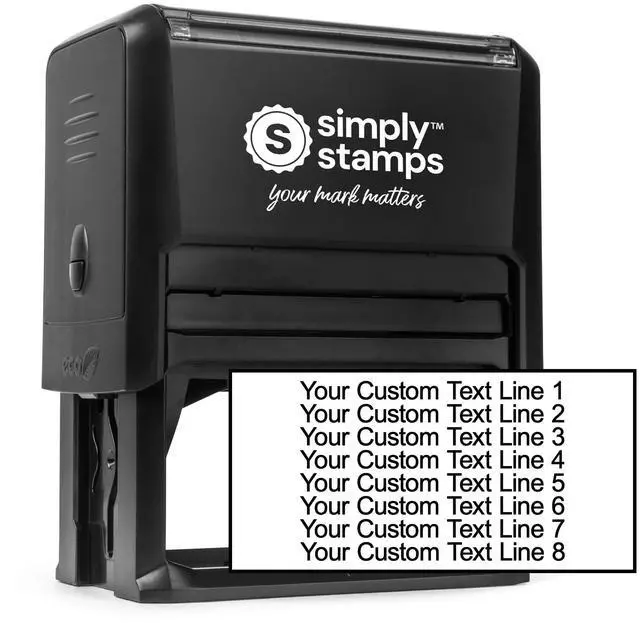 Main image of Custom Line Stamps | Custom Text Office Stamp | Short or Long | 20 Font Choices | Multiple Color Options | Up to 8 Lines of Text | Perfect for Personal or Professional Use (8-Line, Short)