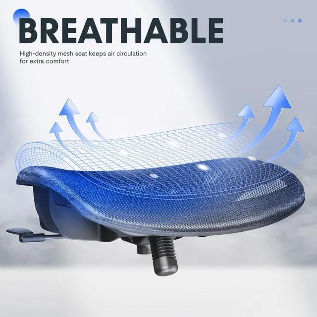 Alt view image 5 of 7 - Ergonomic Office Chair, High Back Mesh Swivel Computer Chair, Executive Office Desk Chairs, with Adjustable Lumbar Support/2D Headrest/90-130° 3-Level Reclining, OC3 Air, Gray
