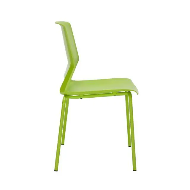 Alt view image 6 of 7 - Green Stackable Chairs Set of 4, Waiting Room Chair Plastic Seat | Green Stacking Chairs with Sturdy Metal Leg, Guest Chair for Conference/Meeting Rooms, Dining Rooms, Living Rooms, Classrooms