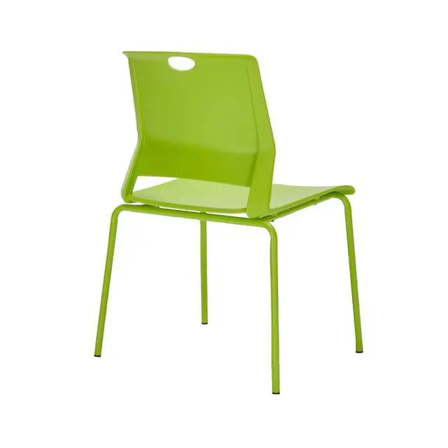 Alt view image 7 of 7 - Green Stackable Chairs Set of 4, Waiting Room Chair Plastic Seat | Green Stacking Chairs with Sturdy Metal Leg, Guest Chair for Conference/Meeting Rooms, Dining Rooms, Living Rooms, Classrooms